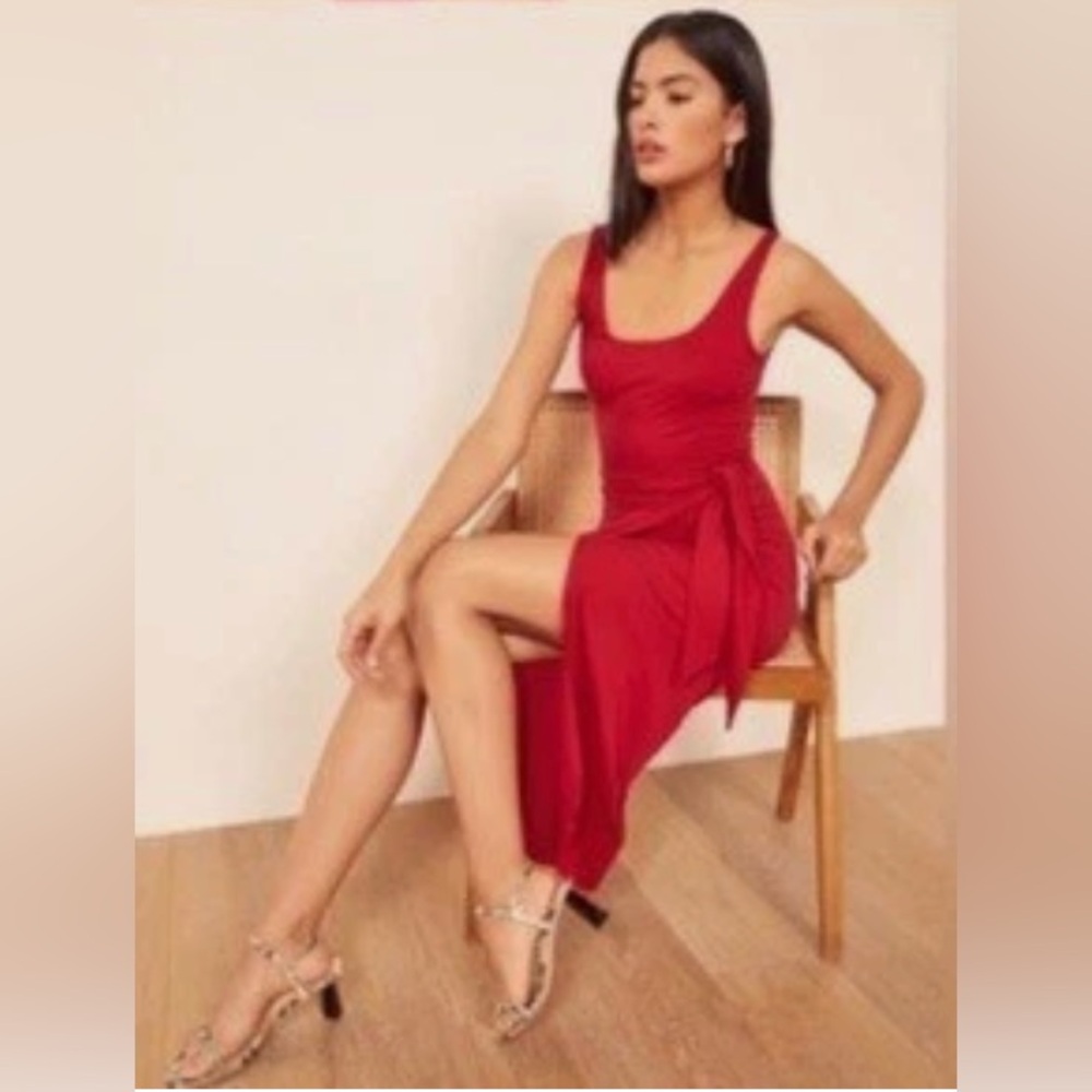 Reformation Red Midi Dress